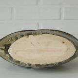 Vintage ceramic floor pampas grass vase brown fat lava pottery Germany 70's