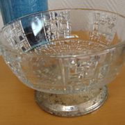Art Deco crystal and metal fruit bowl