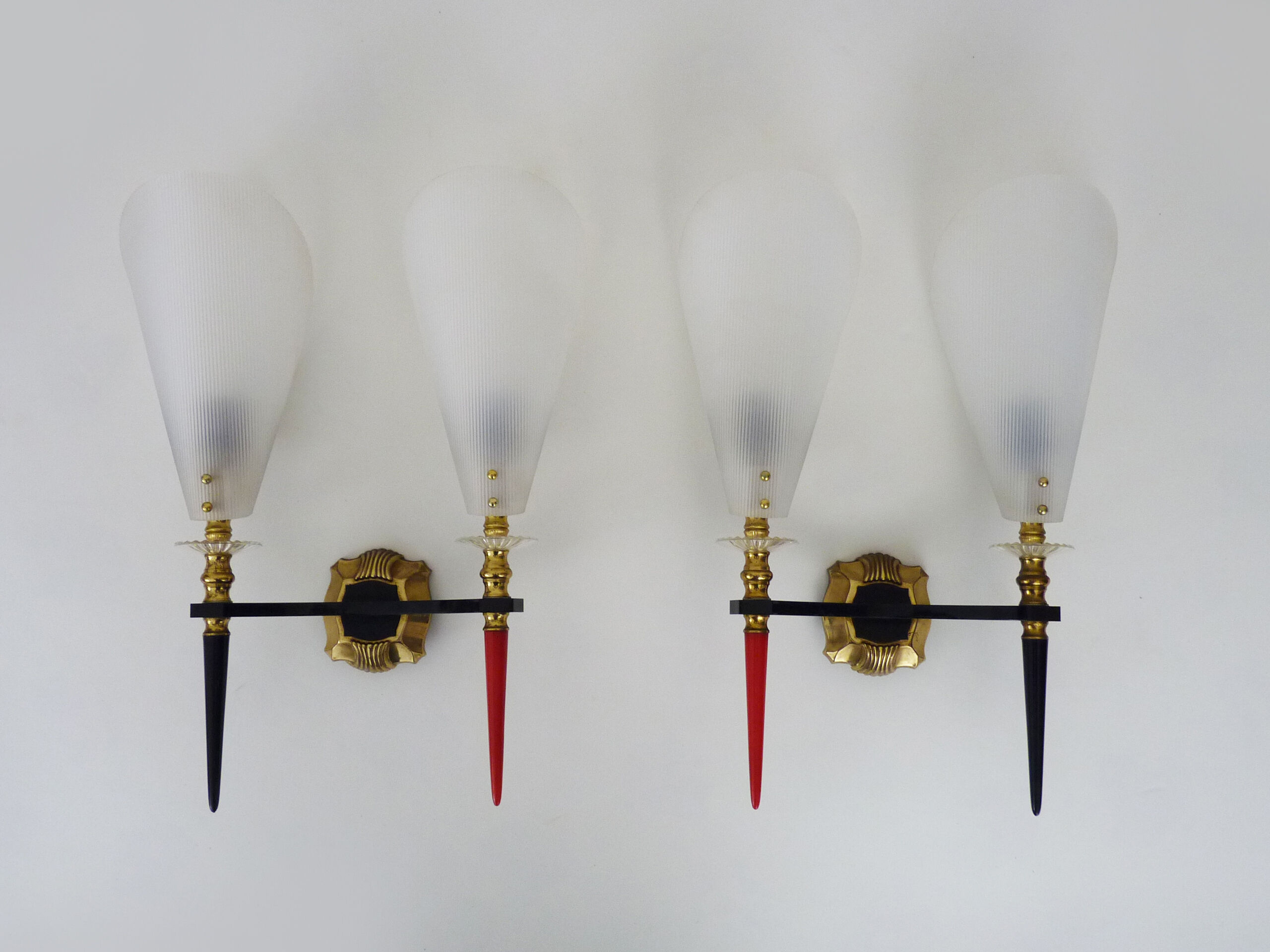 Pair of vintage Rockabilly double wall lamps