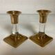 Pair of small brass and glass candlesticks