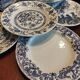 8 blue & white dinner plates (Royal Tudor Gien Lunéville Ceraminter)