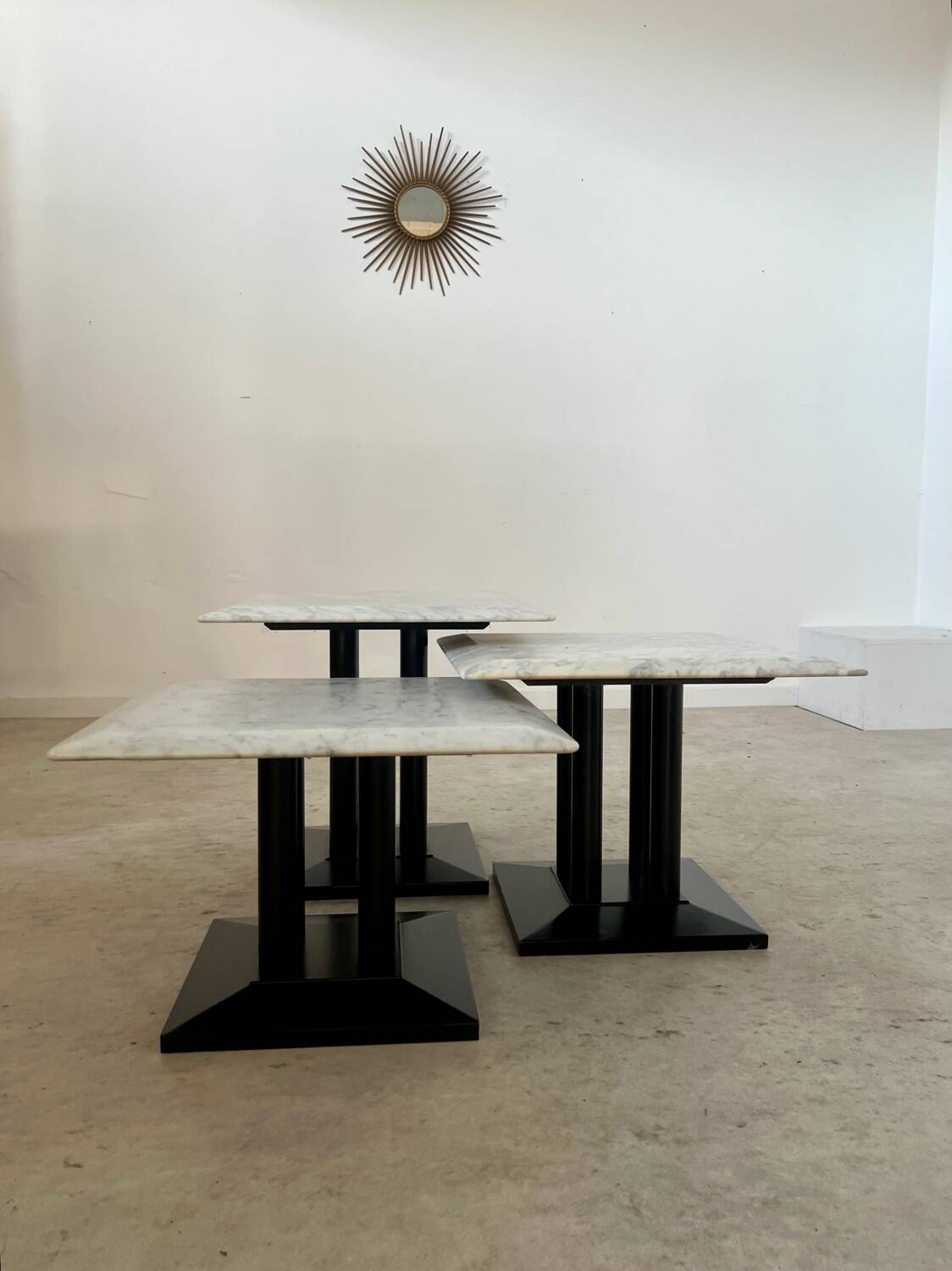 Italian design nesting marble coffee table set from the 70s vintage