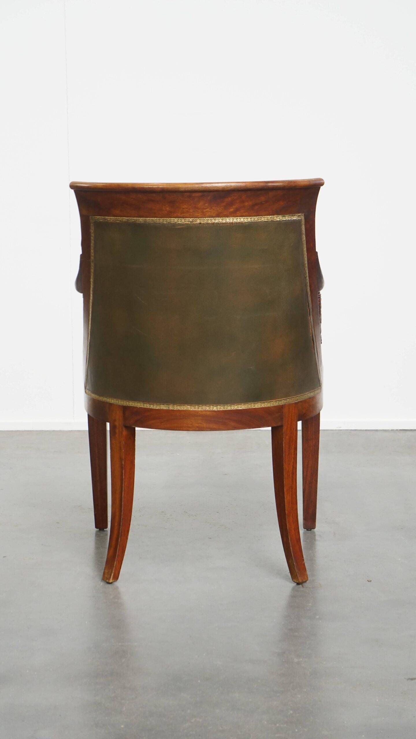 Leather and wooden Empire style side/desk chair from the early 20th century