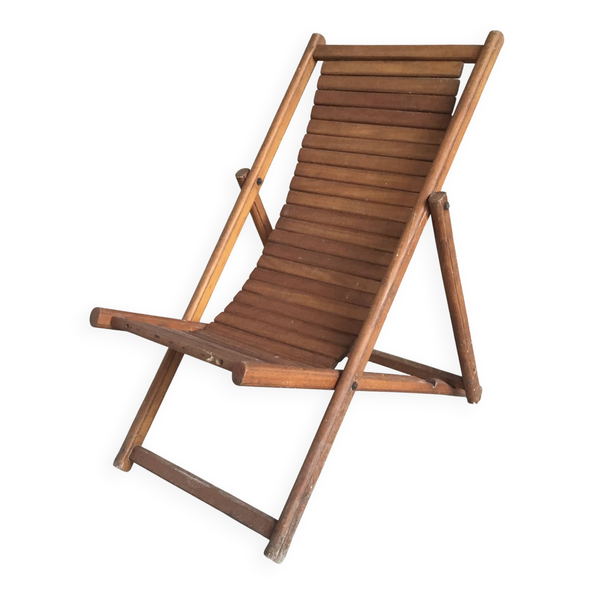 Vintage teak children's chaise longue
