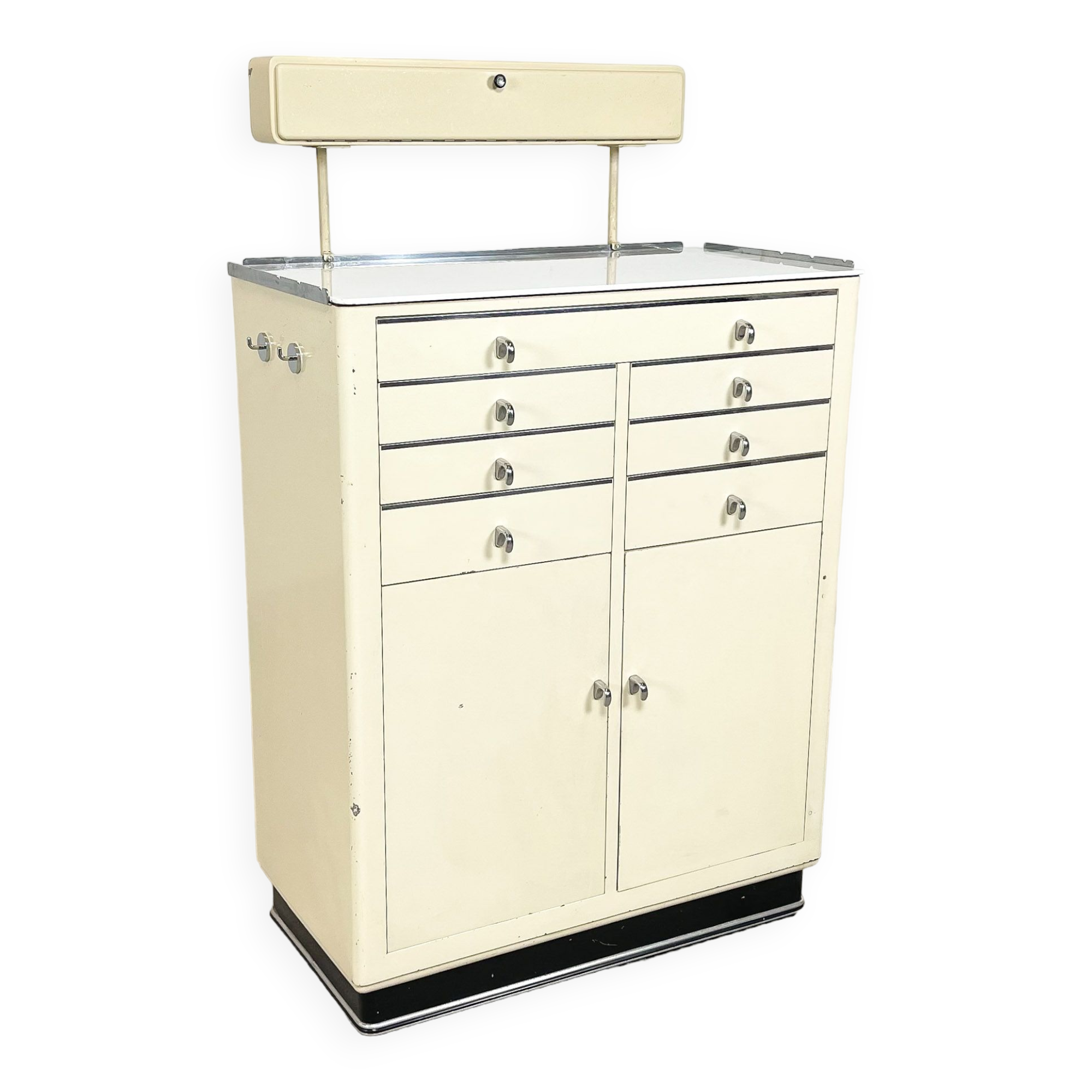 Industrial medical dentist cabinet on wheels Germany 1950s