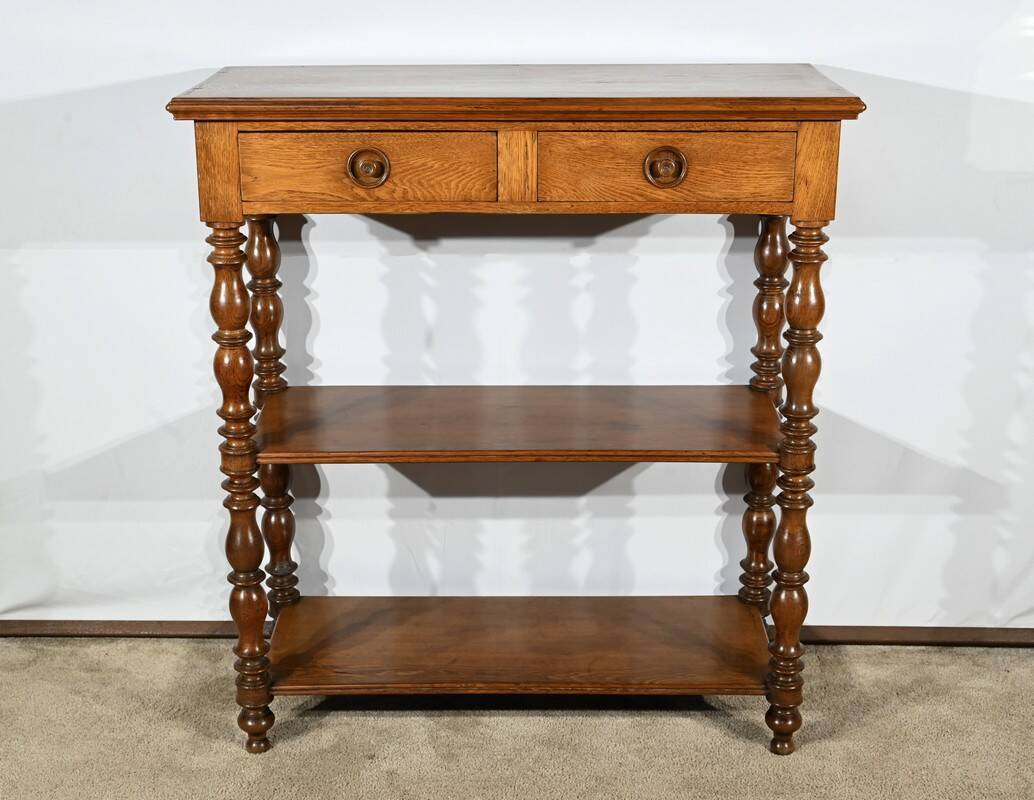 Desserte à hauteur d’appui, console en chêne, style Louis Philippe, 2ème partie du XIXème s.