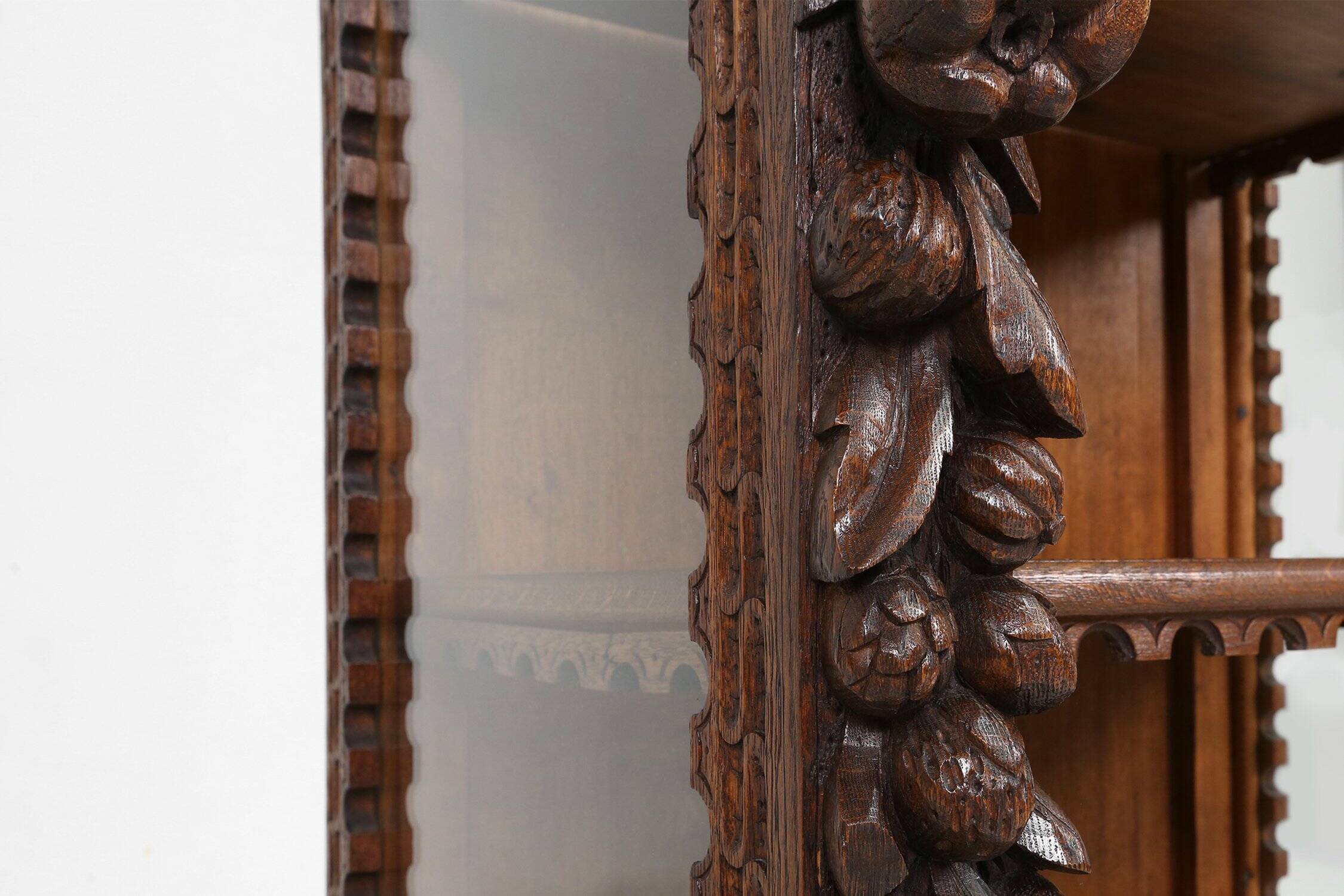 Baroque Style Display Case in Oak, Belgium, 1950s