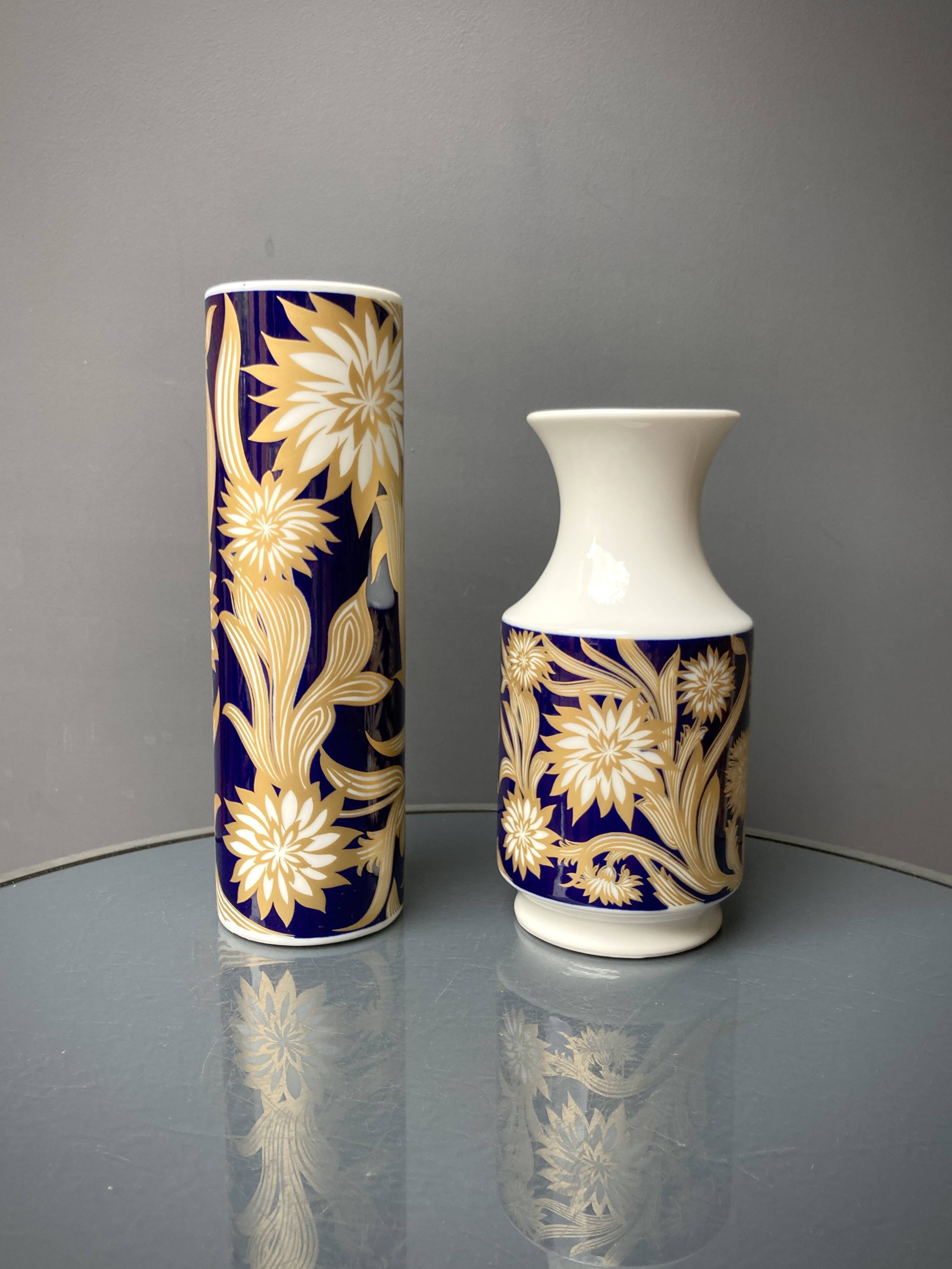 2 Royal Bavarian porcelain vases - KPM - Echt Cobalt
