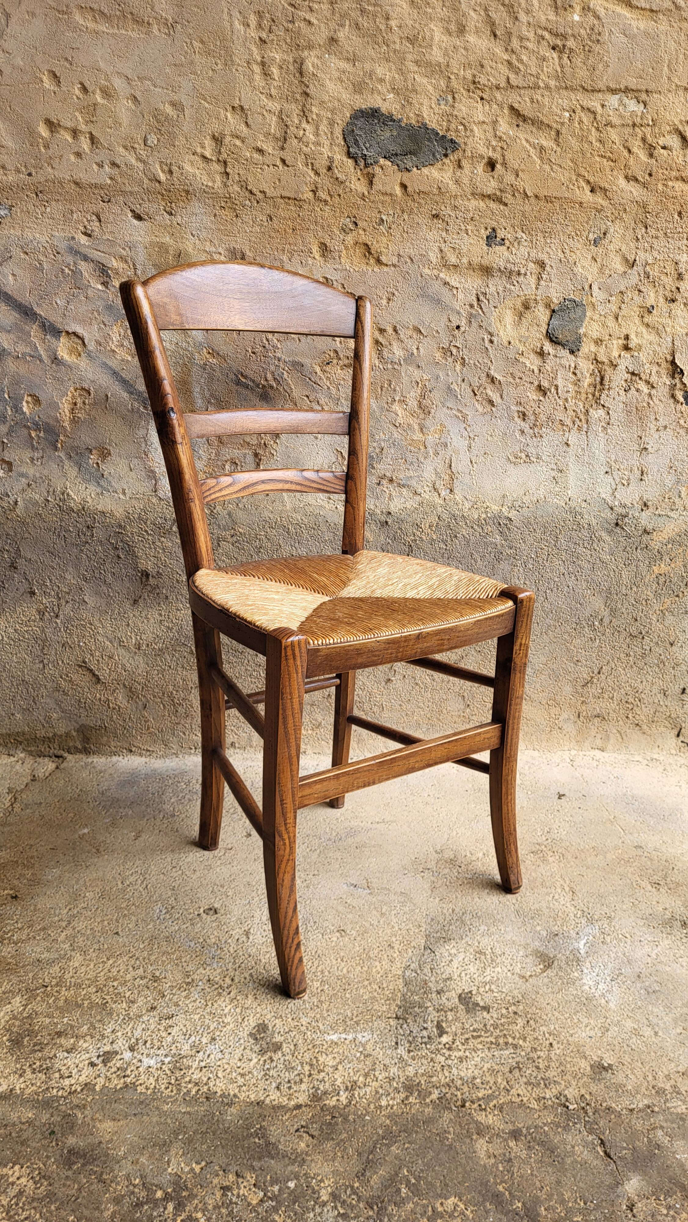 Chaise paillée & bois