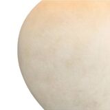 Pair of sand-colored terracotta and brushed brass table lamps