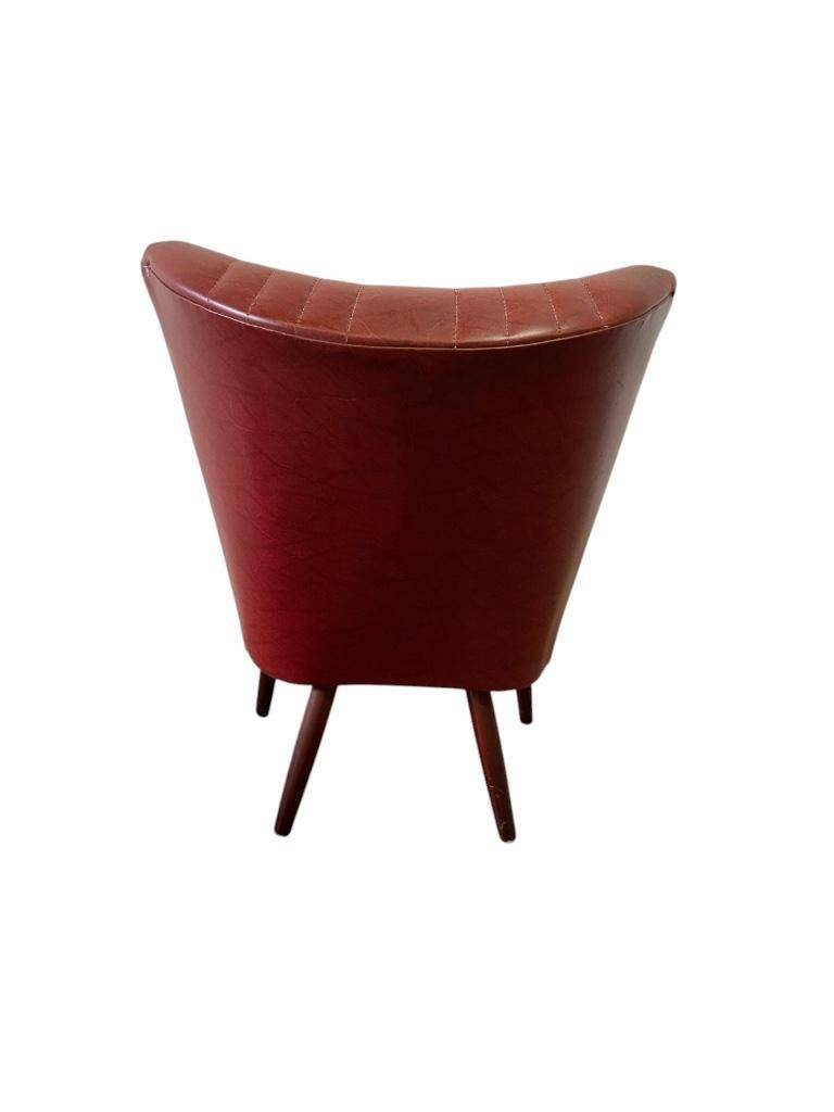 Vintage dark red one-seater cocktail armchair / chair