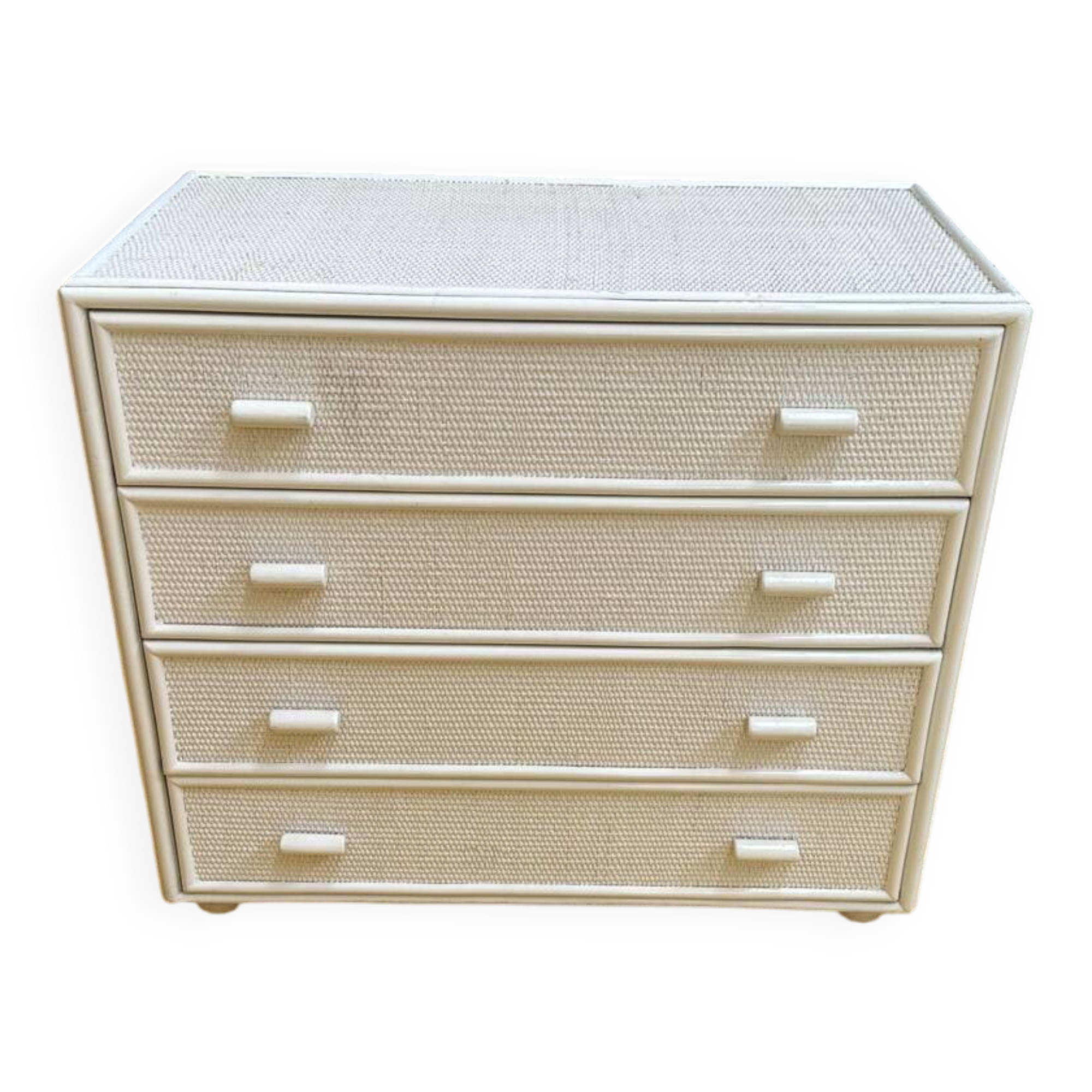 White rattan chest of drawers
