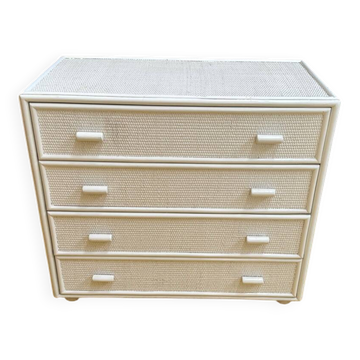 White rattan chest of drawers