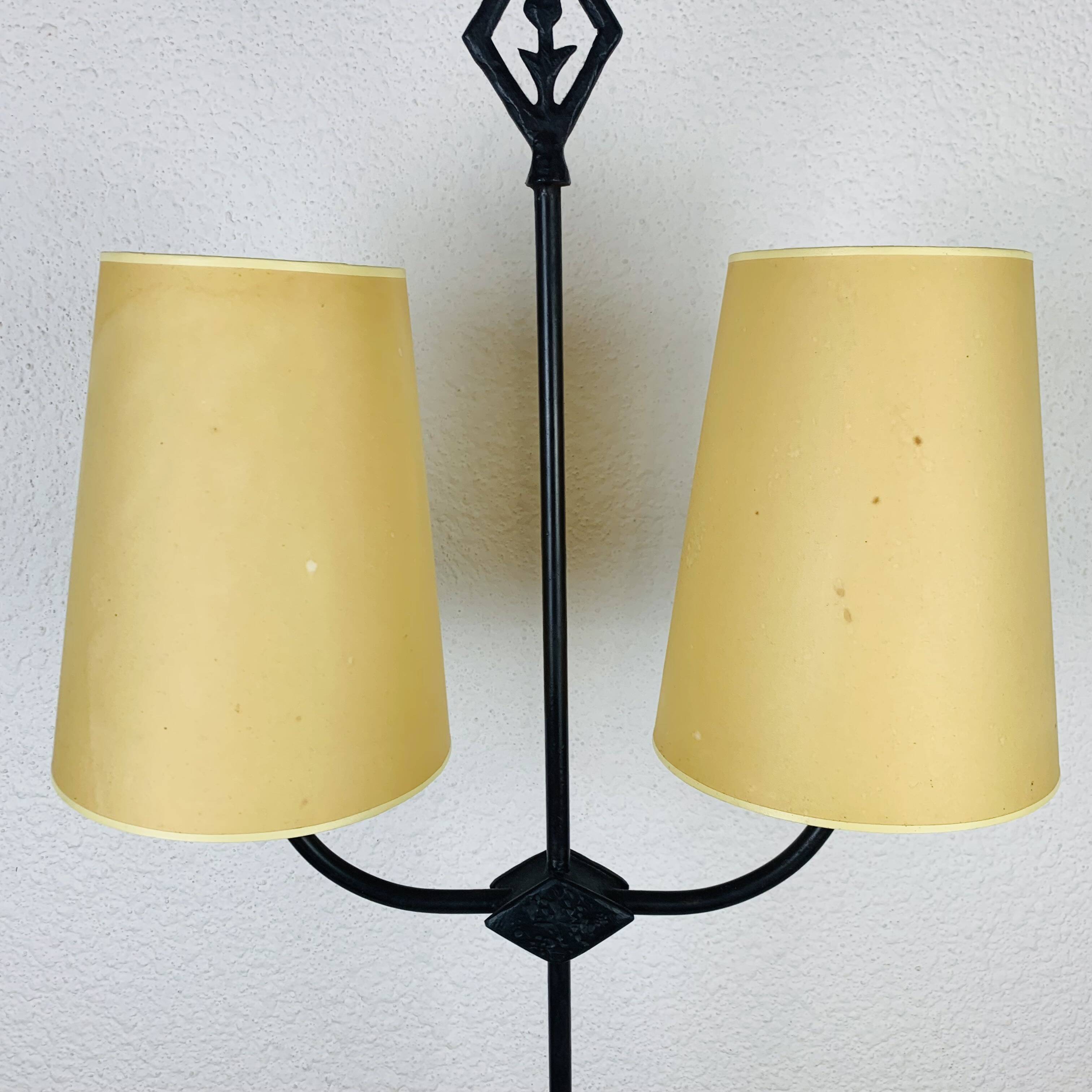 Brutalist lamp from Objet Insolite in metal, vintage