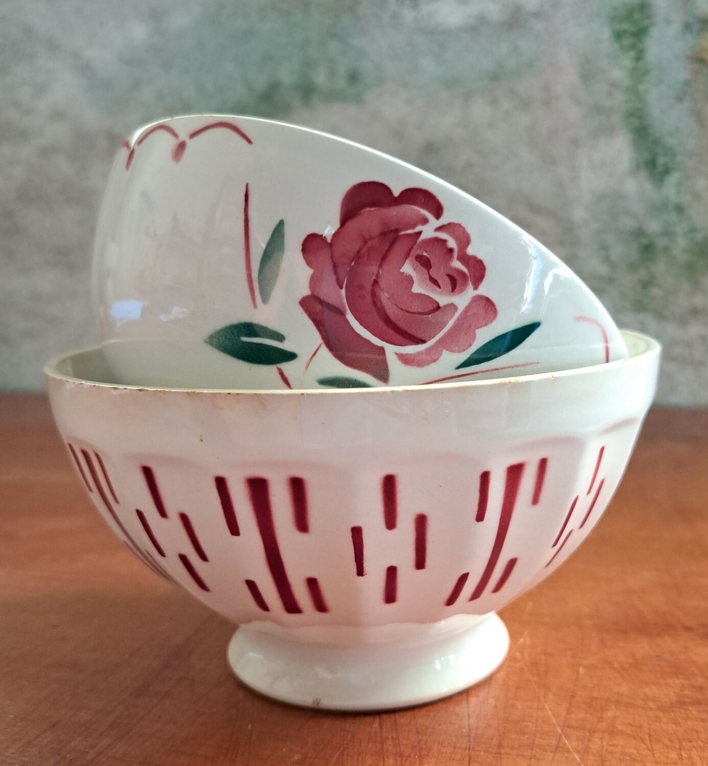 Duo of stenciled bowls