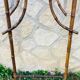 Bamboo coat rack from the 19th century, mirror in the shape of a crescent moon.