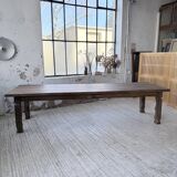 XL farmhouse table in solid oak, brutalist style, 20th century.