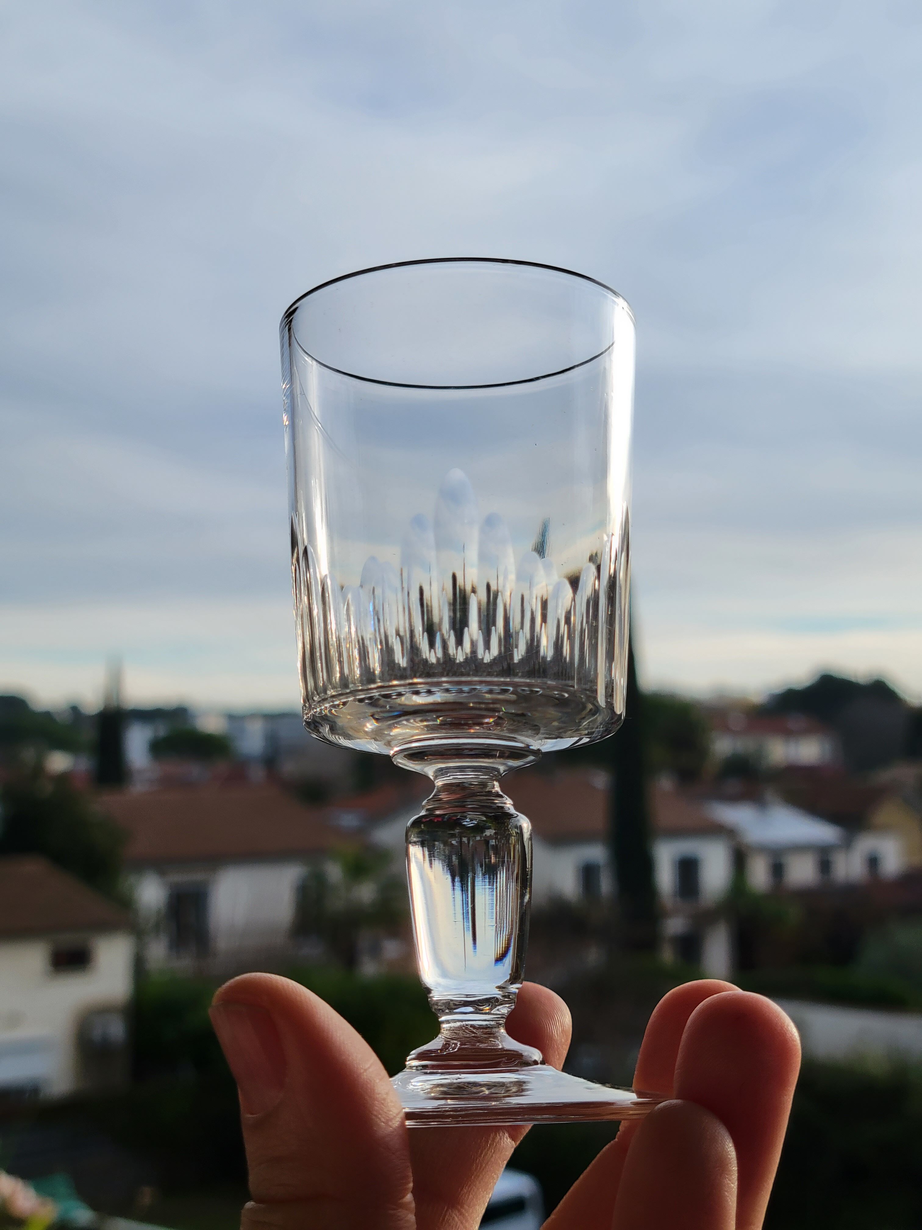 9 old crystal glasses cut Baccarat / Val St Lambert model Jeux d'Orgues