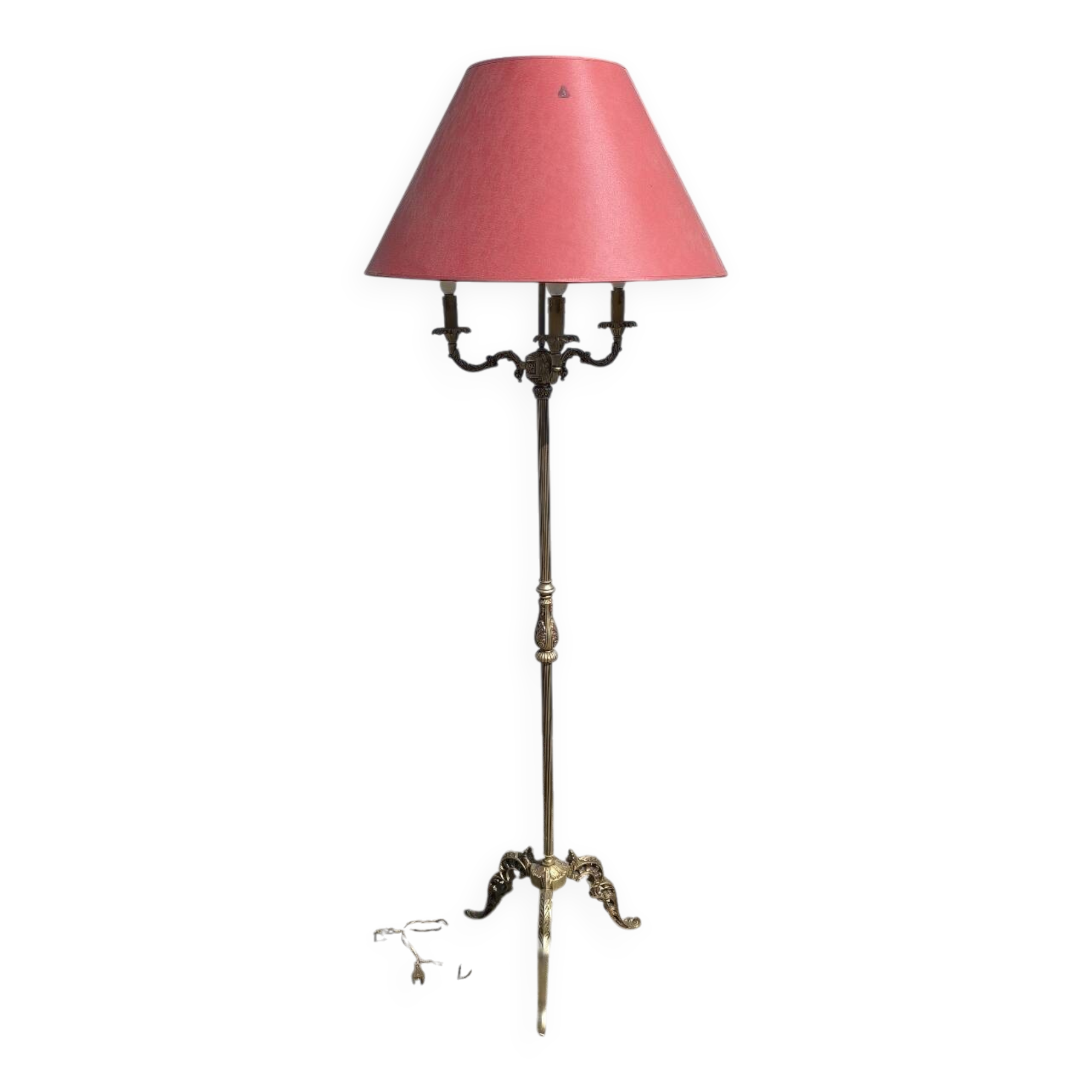 Vintage brass tripod floor lamp