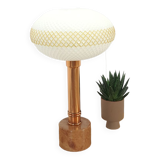 Vintage table lamp marble base with copper and milk glass shade