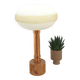 Lampe de table vintage base en marbre avec abat-jour en cuivre et en verre de lait