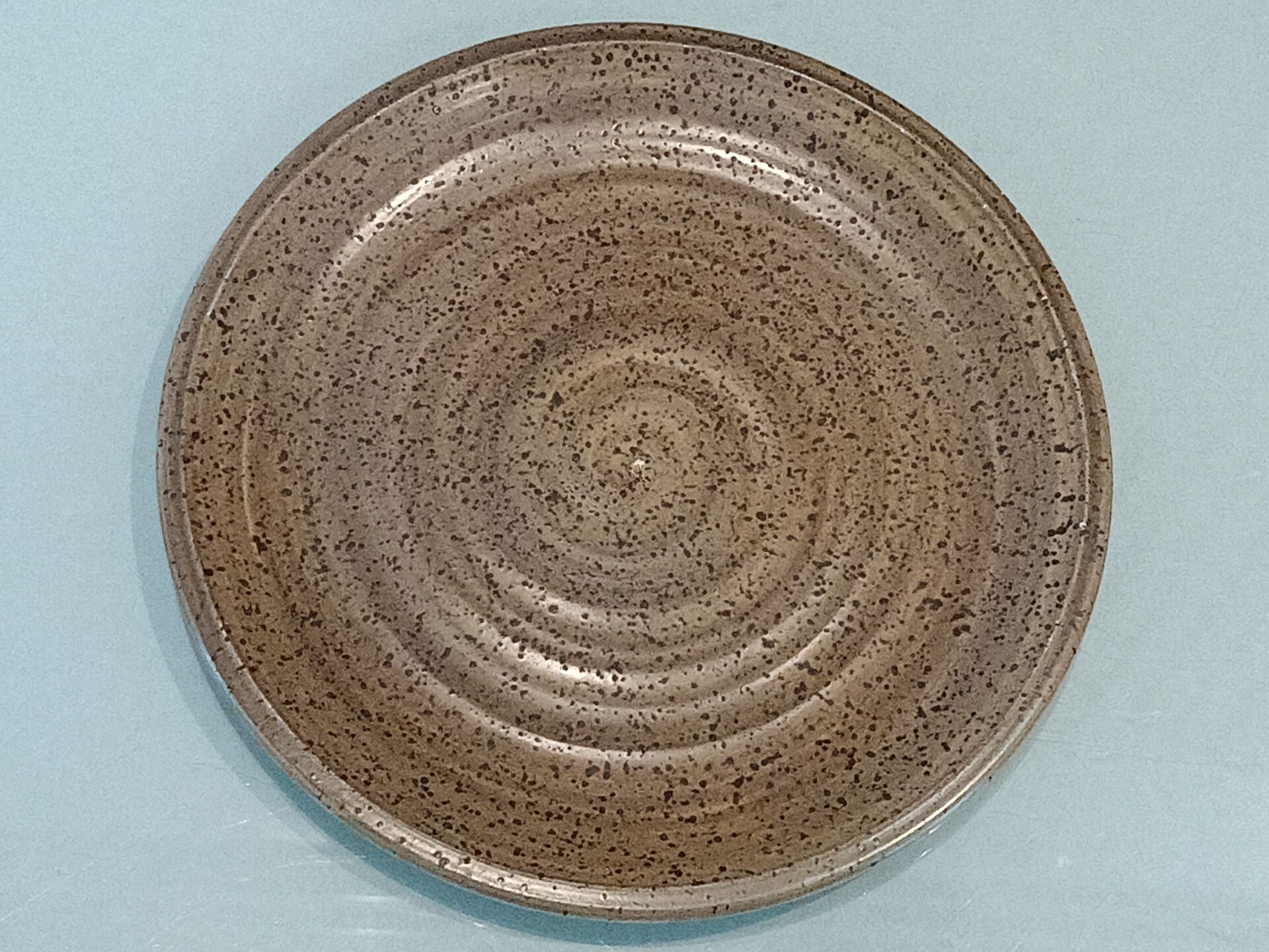 Grand plat vintage en grès moucheté Salins-les-Bains - années 60-70