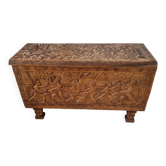 carved exotic wood chest