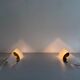 Pair of glass and metal wall lights AGE, 1980s, Italy