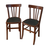 Pair of Luterma bistro chairs in beech wood and green seat 50s