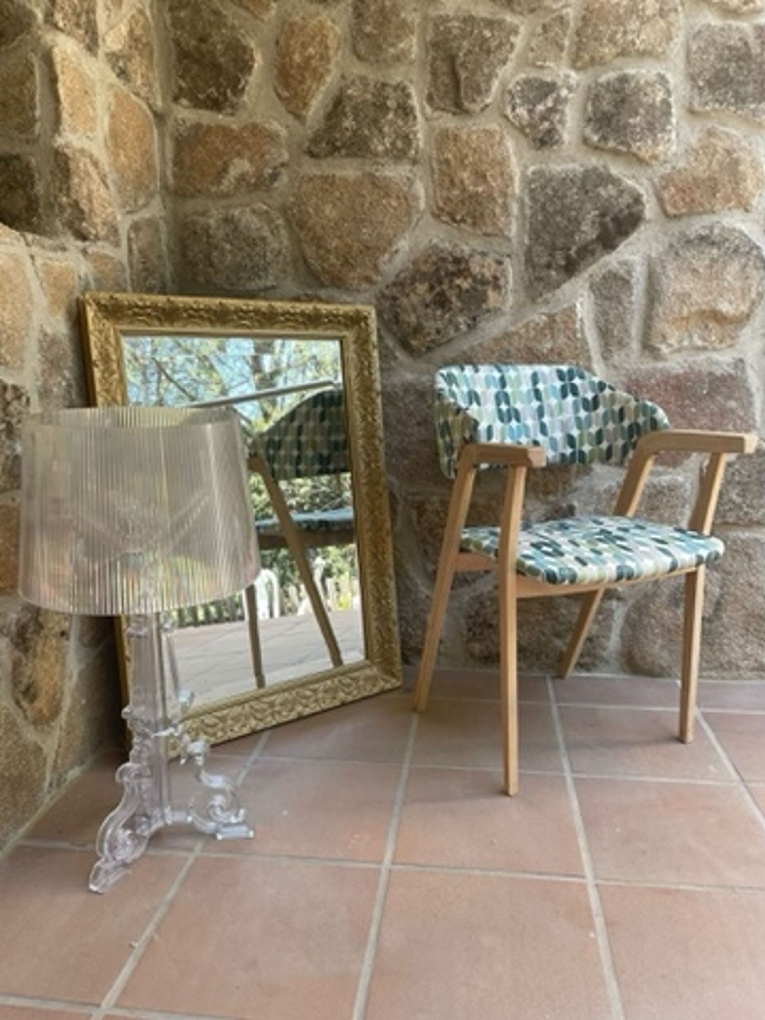 70s style wooden armchair
