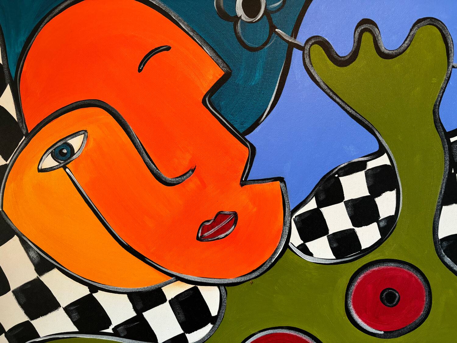 Portrait moderne et abstrait signé Quili