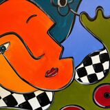 Portrait moderne et abstrait signé Quili