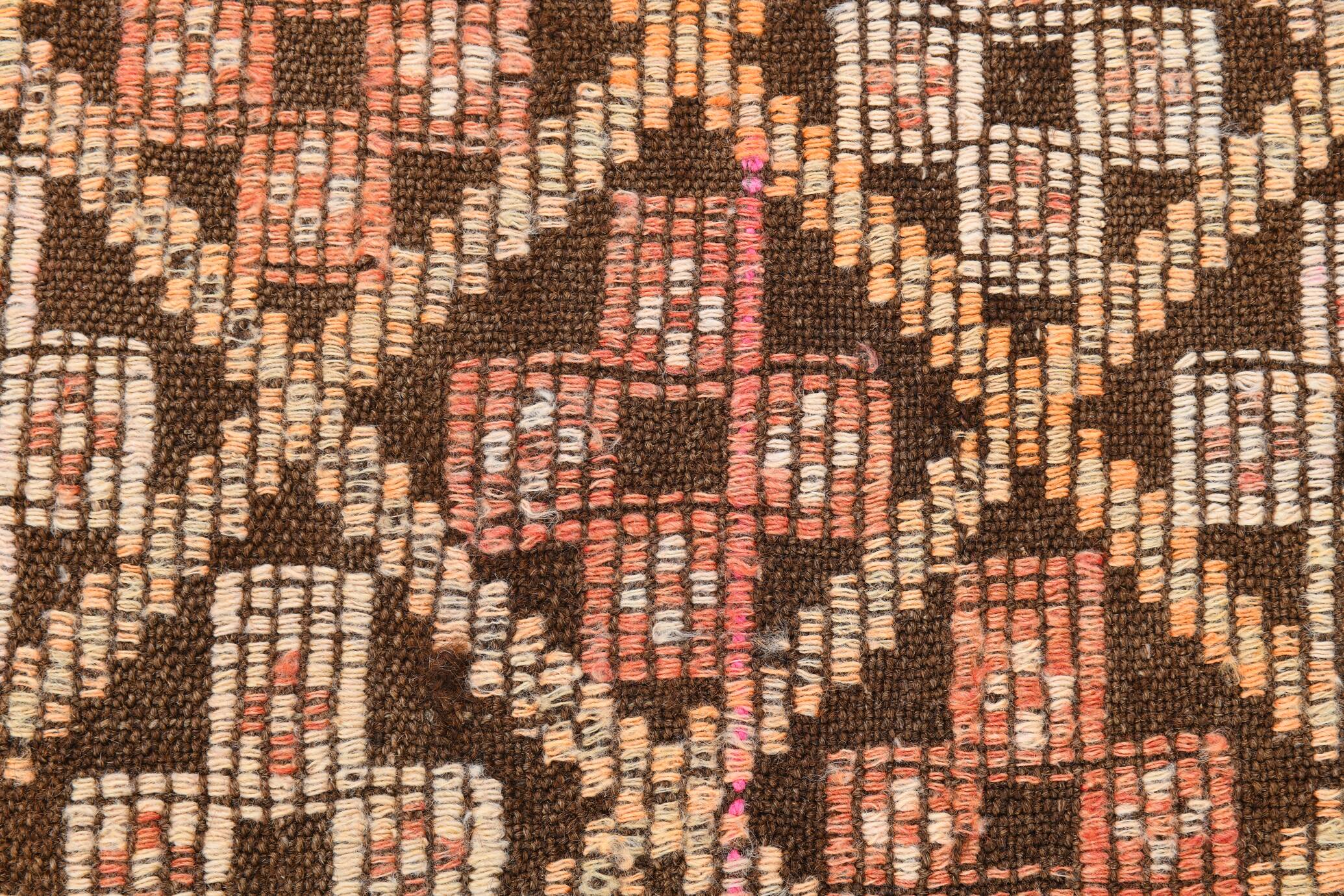 5x9 Yellow Brown Turkish Kilim Rug, 151x282Cm