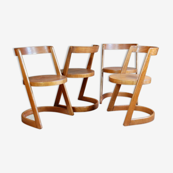 4 chaises cantilever Baumann halfa années 70