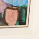 Grande peinture à l'huile moderniste suédoise « Mère et fille » par Gösta Falck vers 1960 - Vintage et encadrée