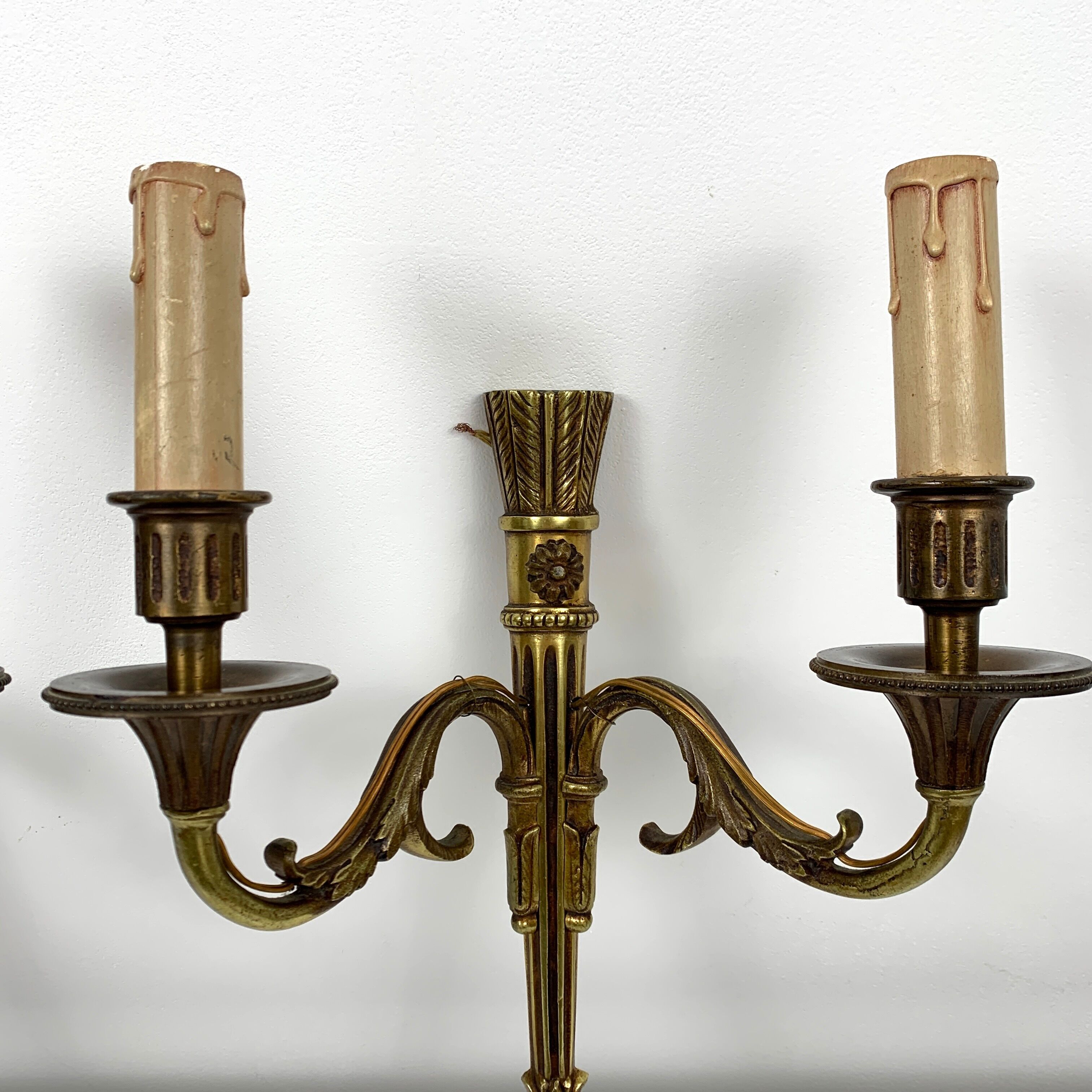 Pair of gold bronze wall ligt old or Empire Carquois Fleche Lucien Gau Paris