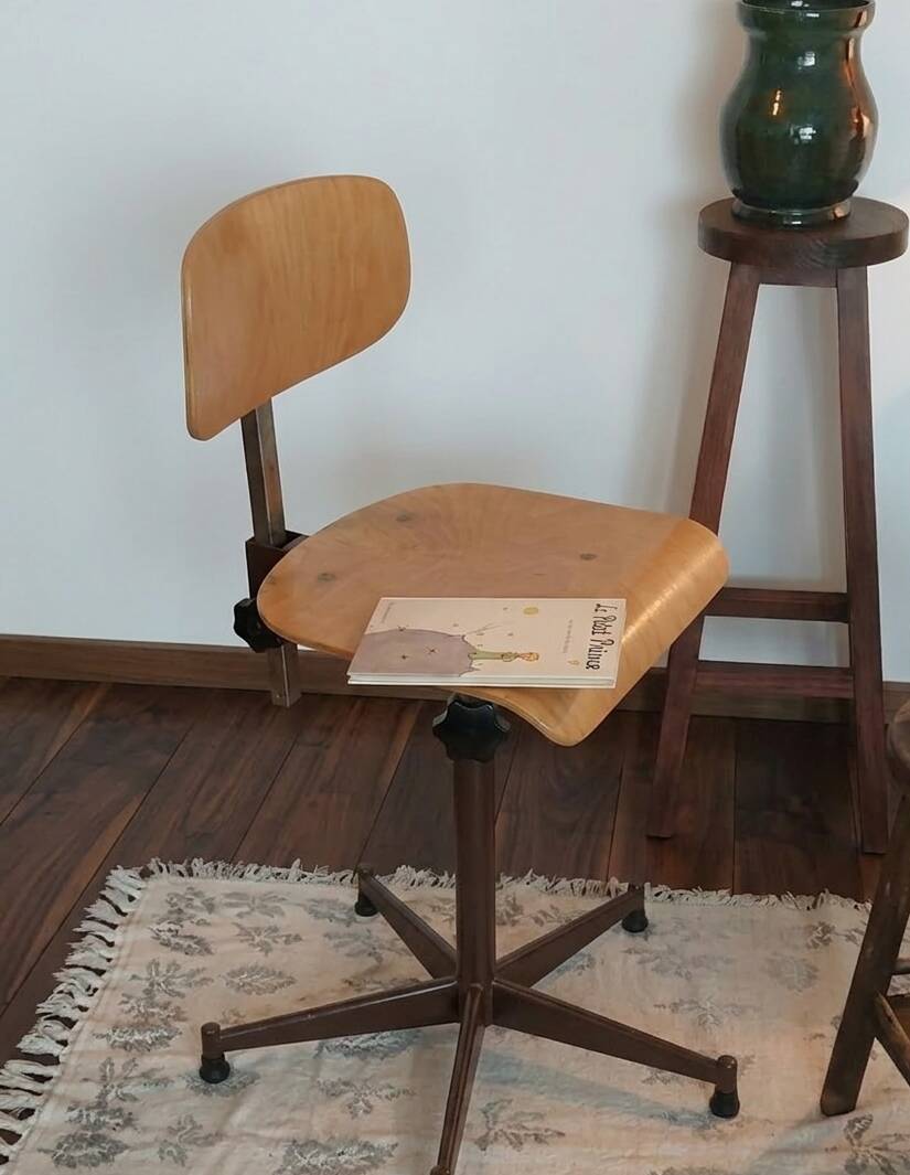 Authentic vintage industrial workshop chair from the 1960s.