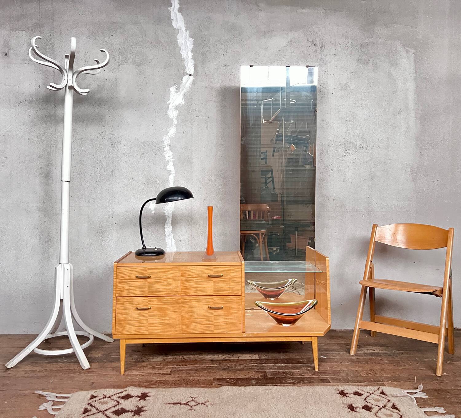 Vintage dressing table, in birch, dressing table / entrance furniture