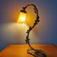 Art Nouveau lamp in bronze with a tulip signed LN (Lunéville)