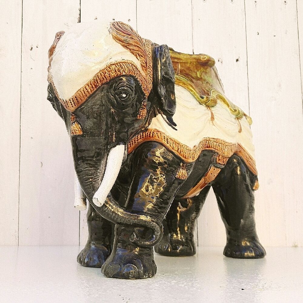 Former majolica slurry elephant planter