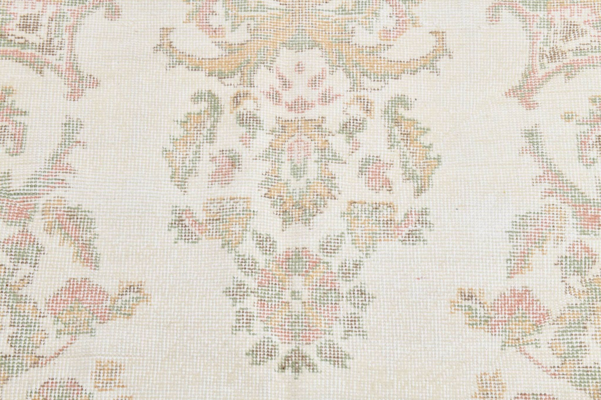 Tapis vintage à motif floral oriental beige et crème 6x11, 189x329 cm