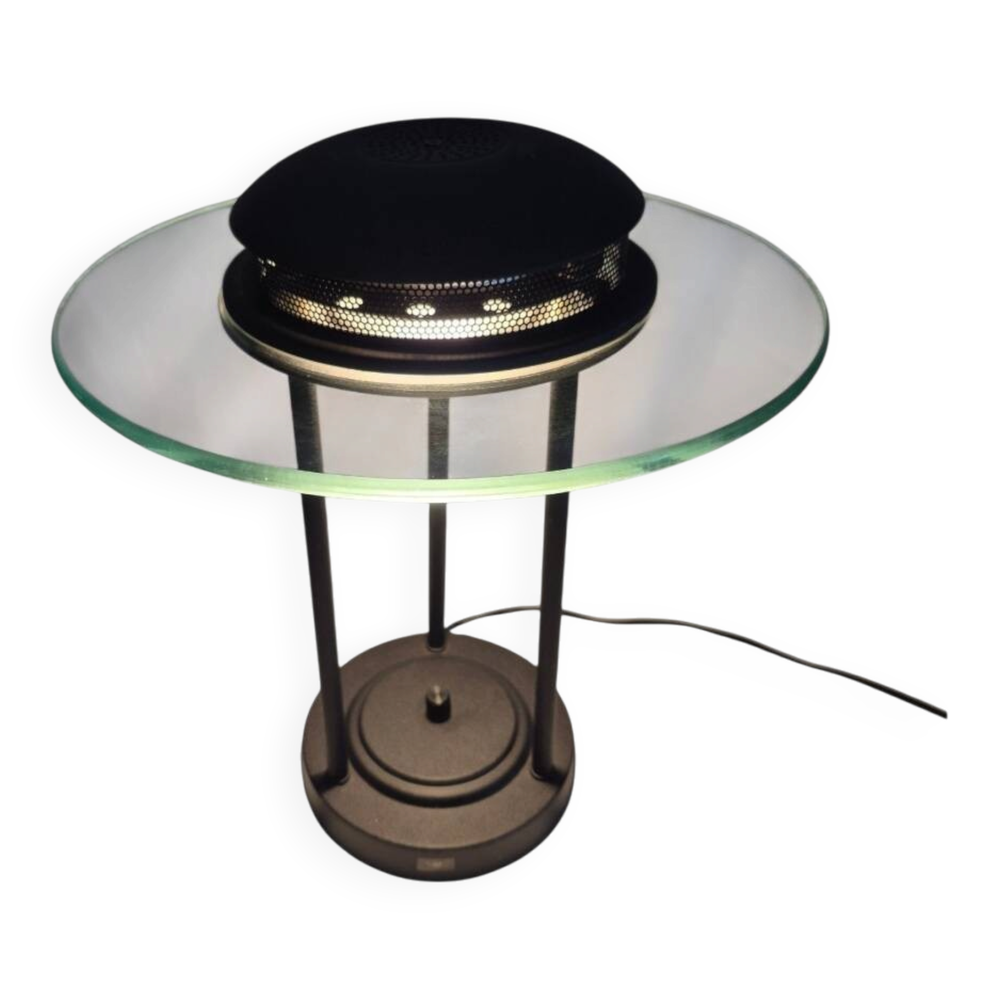Lampe Saturne noire postmoderne de Robert Sonneman SMC Boxford
