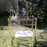 Vintage dressing table and golden metal stool