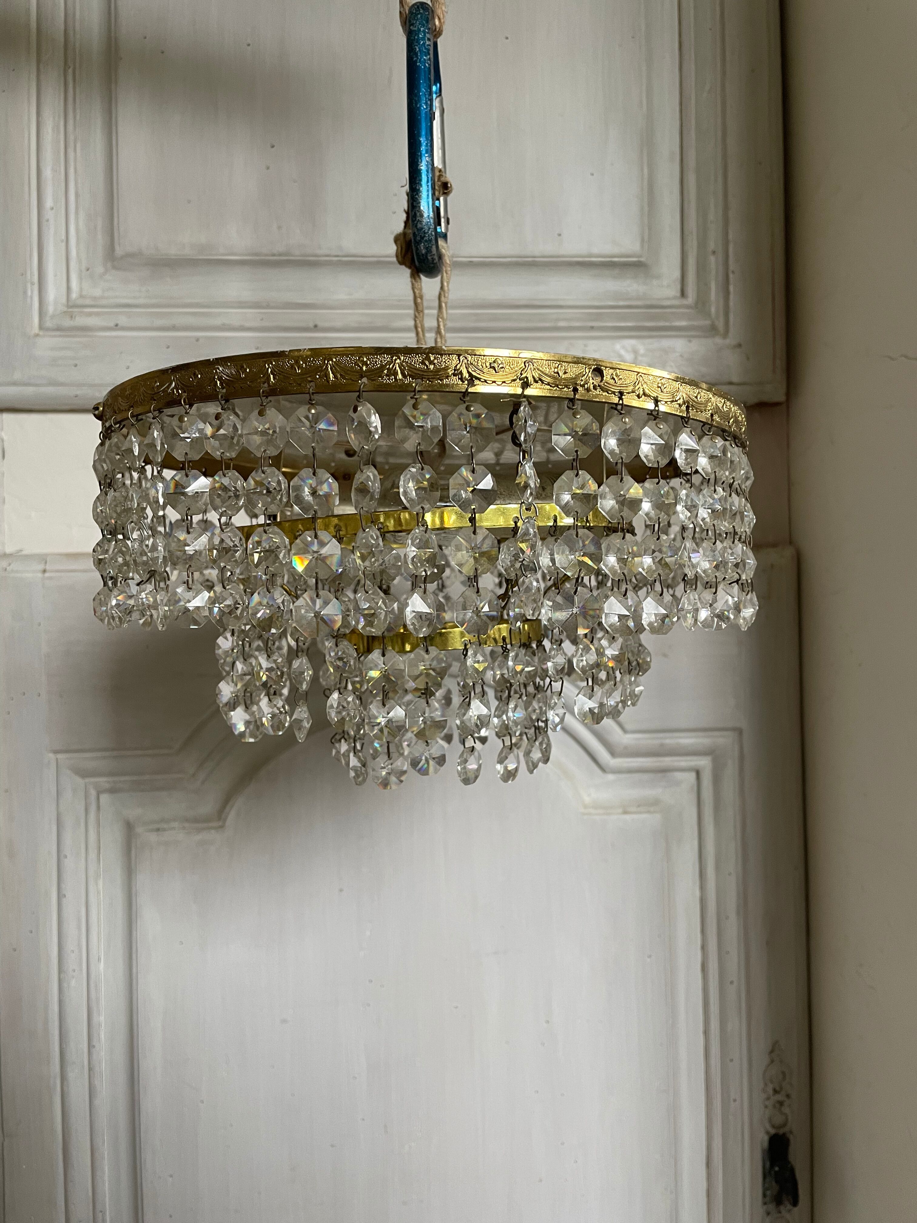 Ceiling lamp crown brass with vintage tassels
