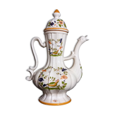 Faience ewer with dragon's head spout - decor 'vieux moustier'