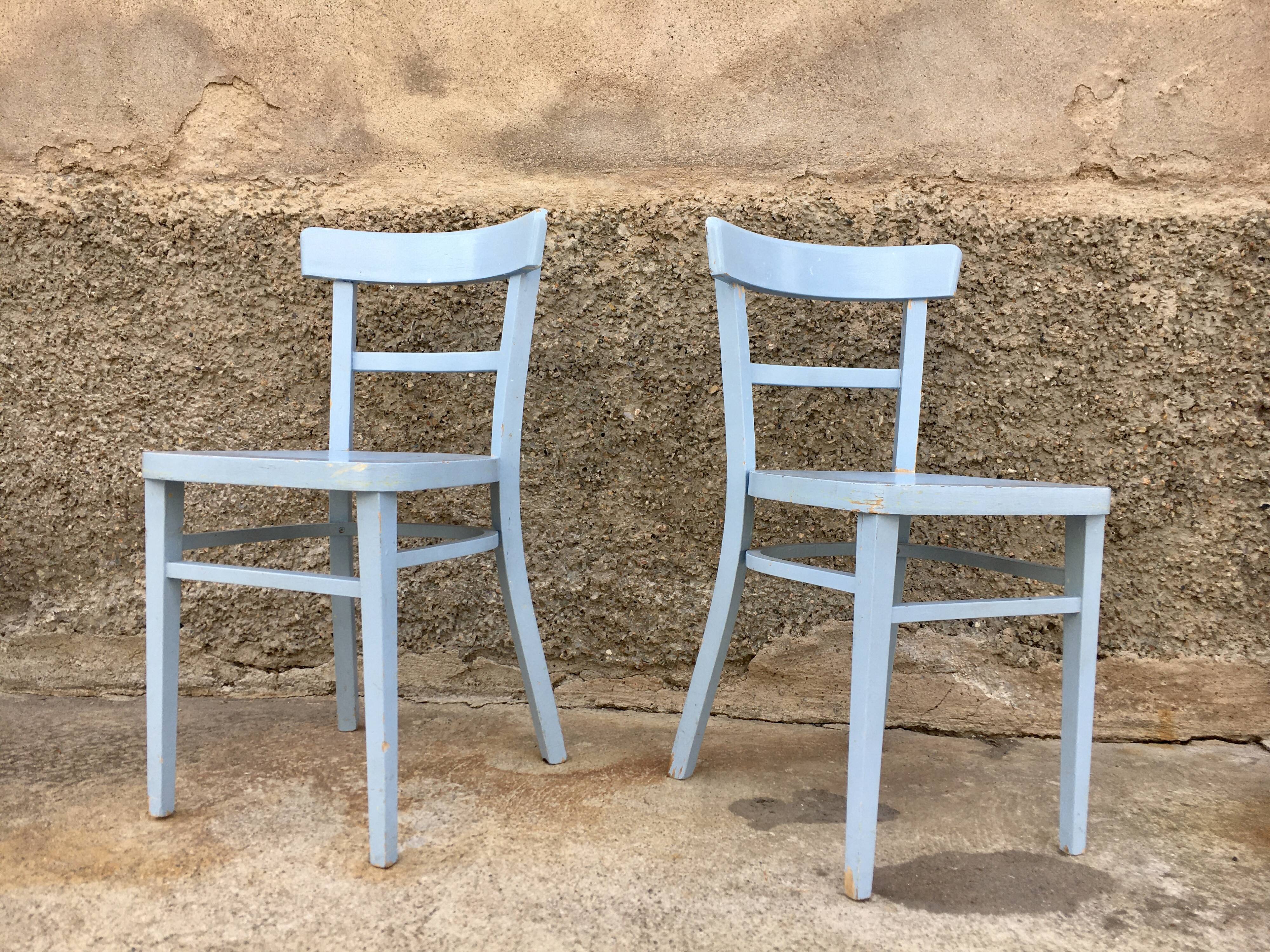 Paire de chaises en bois troquet