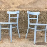 Paire de chaises en bois troquet