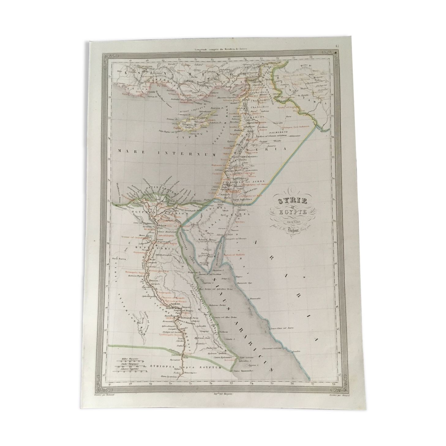 Geographic map 19th numbered Syria and Egypt ancient