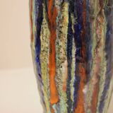 Multicolor glazed ceramic vase signed