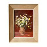 Framed floral oil painting